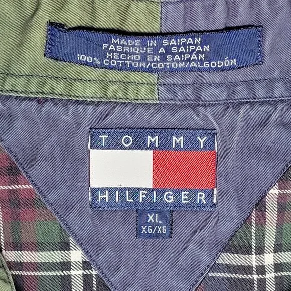 Tommy Hilfiger Mens Purple White Green Plaid Long Sleeve Button Up Shirt Size XL - Picture 3 of 12